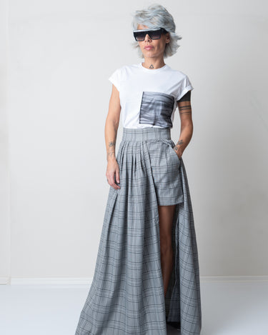 White T Shirt Blouse with Big Front Tulle Pocket and short sleeves - Clothes By Locker Room