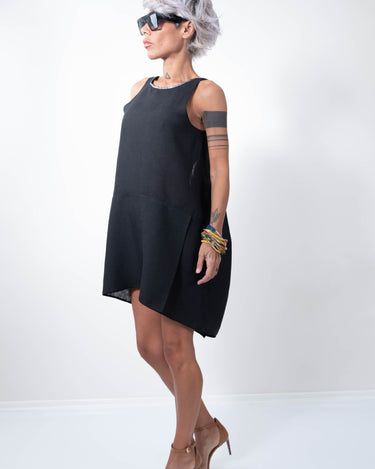 Linen Little Black Dress With a Zipper on the Back - Clothes By Locker Room