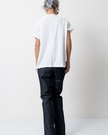 White T Shirt Blouse with Front Leatherette Pocket - Clothes By Locker Room