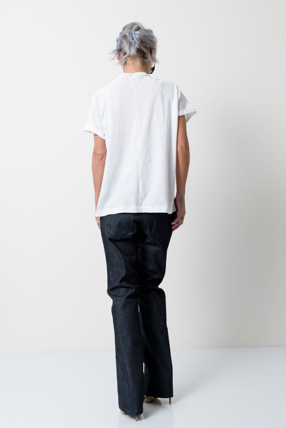 White T Shirt Blouse with Front Leatherette Pocket - Clothes By Locker Room