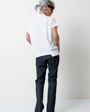White T Shirt Blouse with Front Leatherette Pocket - Clothes By Locker Room