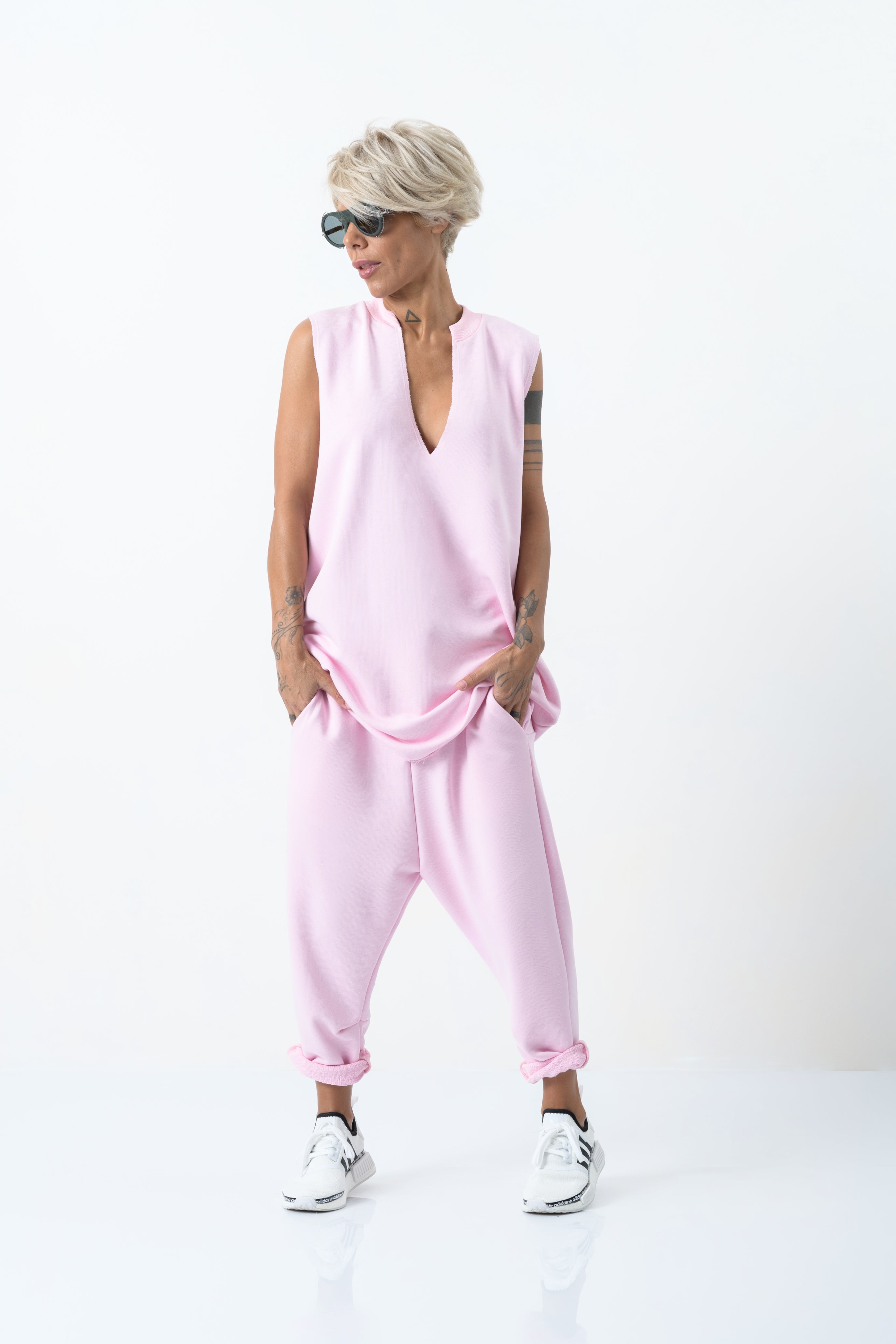 Woman Casual Pink Three Piece Set