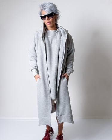 Grey Long Oversized Asymmetrical Casual Hoodie Sweatshirt - Clothes By Locker Room