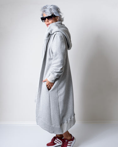 Grey Long Oversized Asymmetrical Casual Hoodie Sweatshirt - Clothes By Locker Room