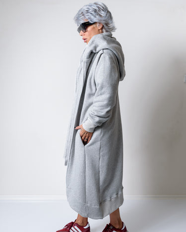 Grey Long Oversized Asymmetrical Casual Hoodie Sweatshirt - Clothes By Locker Room