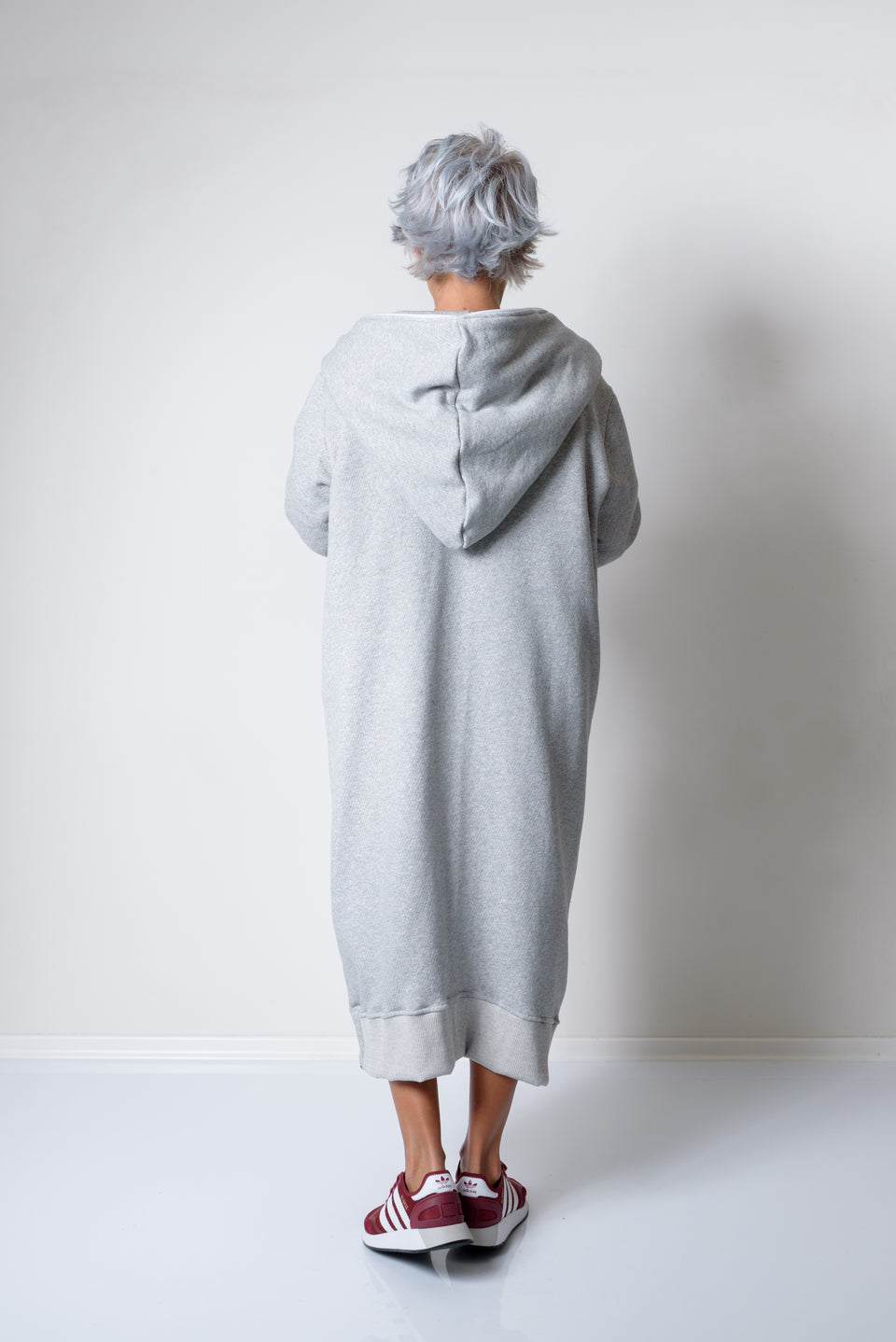 Grey Long Oversized Asymmetrical Casual Hoodie Sweatshirt - Clothes By Locker Room