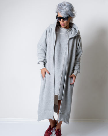 Grey Long Oversized Asymmetrical Casual Hoodie Sweatshirt - Clothes By Locker Room