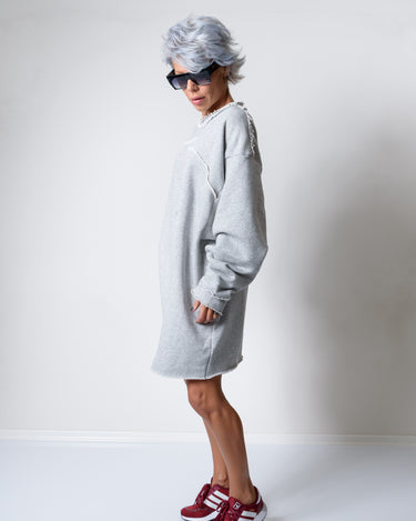 Grey Oversized Asymmetric Long Loose Sweater - Clothes By Locker Room