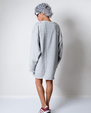Grey Oversized Asymmetric Long Loose Sweater - Clothes By Locker Room