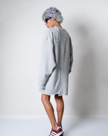 Grey Oversized Asymmetric Long Loose Sweater - Clothes By Locker Room