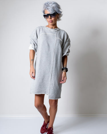 Grey Oversized Asymmetric Long Loose Sweater - Clothes By Locker Room