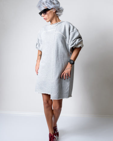 Grey Oversized Asymmetric Long Loose Sweater - Clothes By Locker Room