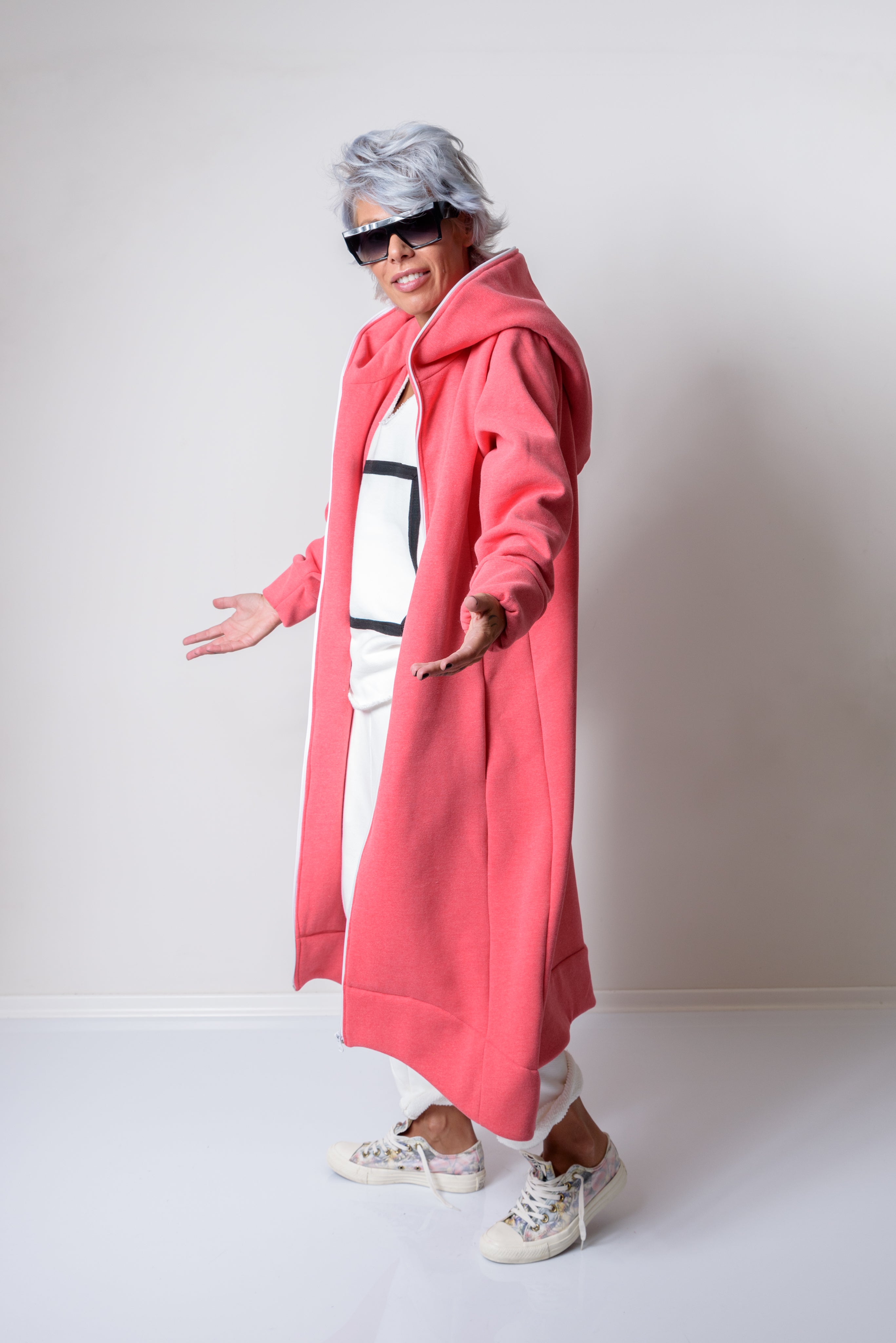 Pink Warm Quilted Oversized Casual Hoodie Sweatshirt - Clothes By Locker Room