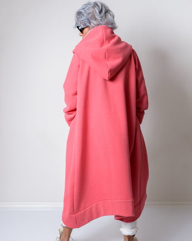 Pink Warm Quilted Oversized Casual Hoodie Sweatshirt - Clothes By Locker Room