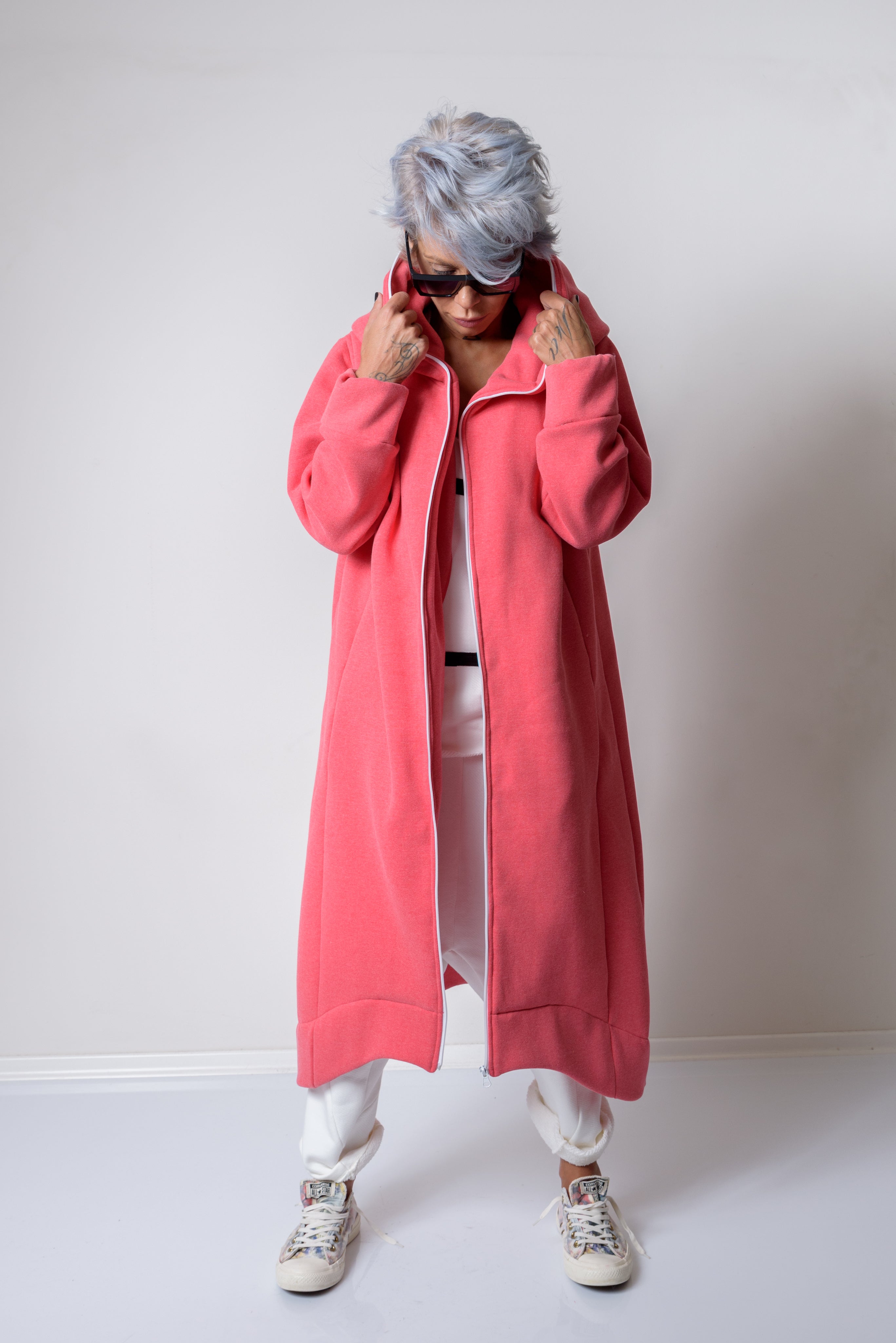 Pink Warm Quilted Oversized Casual Hoodie Sweatshirt - Clothes By Locker Room