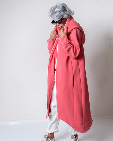 Pink Warm Quilted Oversized Casual Hoodie Sweatshirt - Clothes By Locker Room