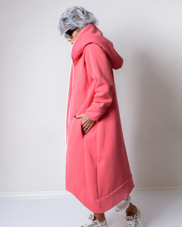 Pink Warm Quilted Oversized Casual Hoodie Sweatshirt - Clothes By Locker Room
