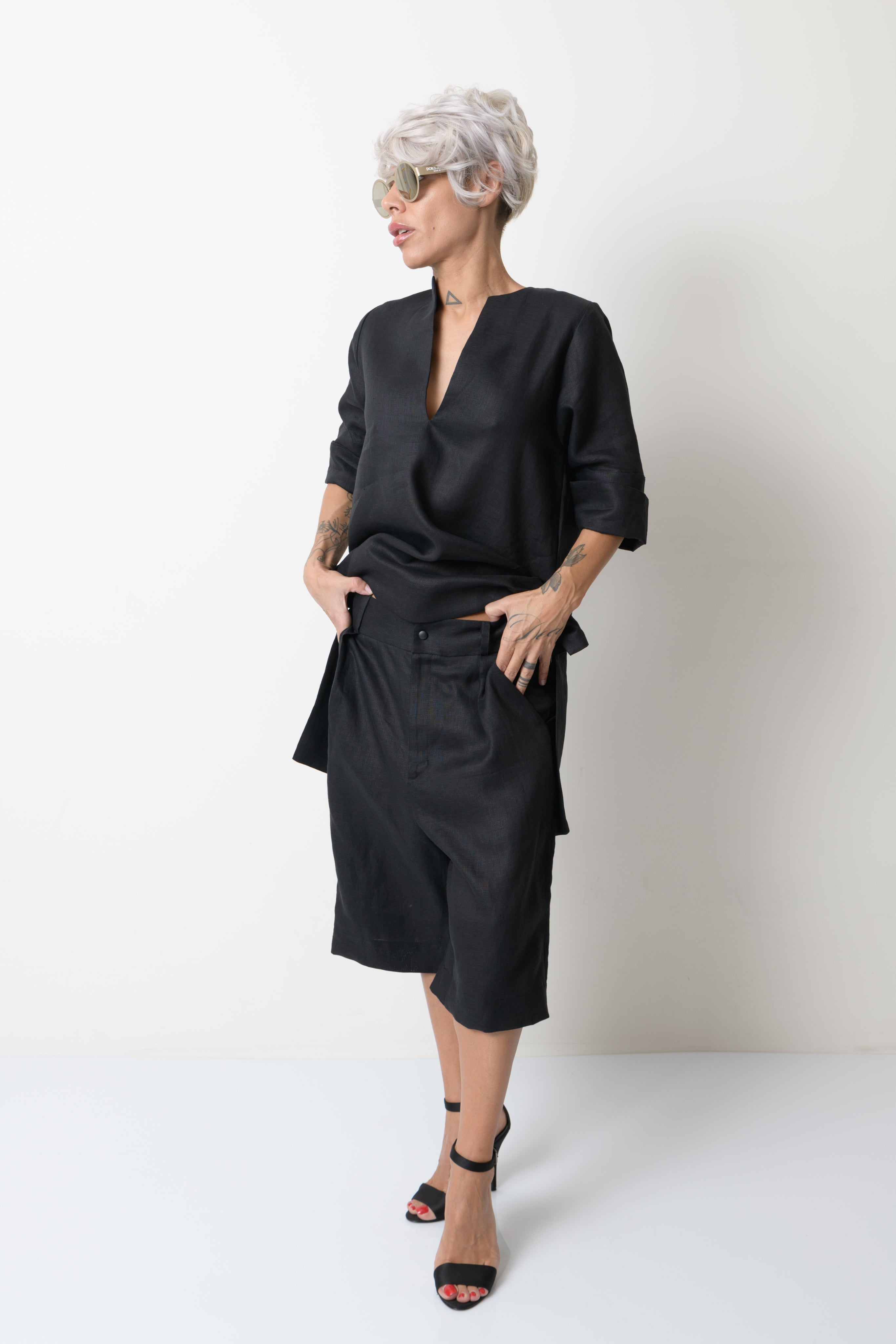 Black Linen Wide Leg Summer Pants - Clothes By Locker Room