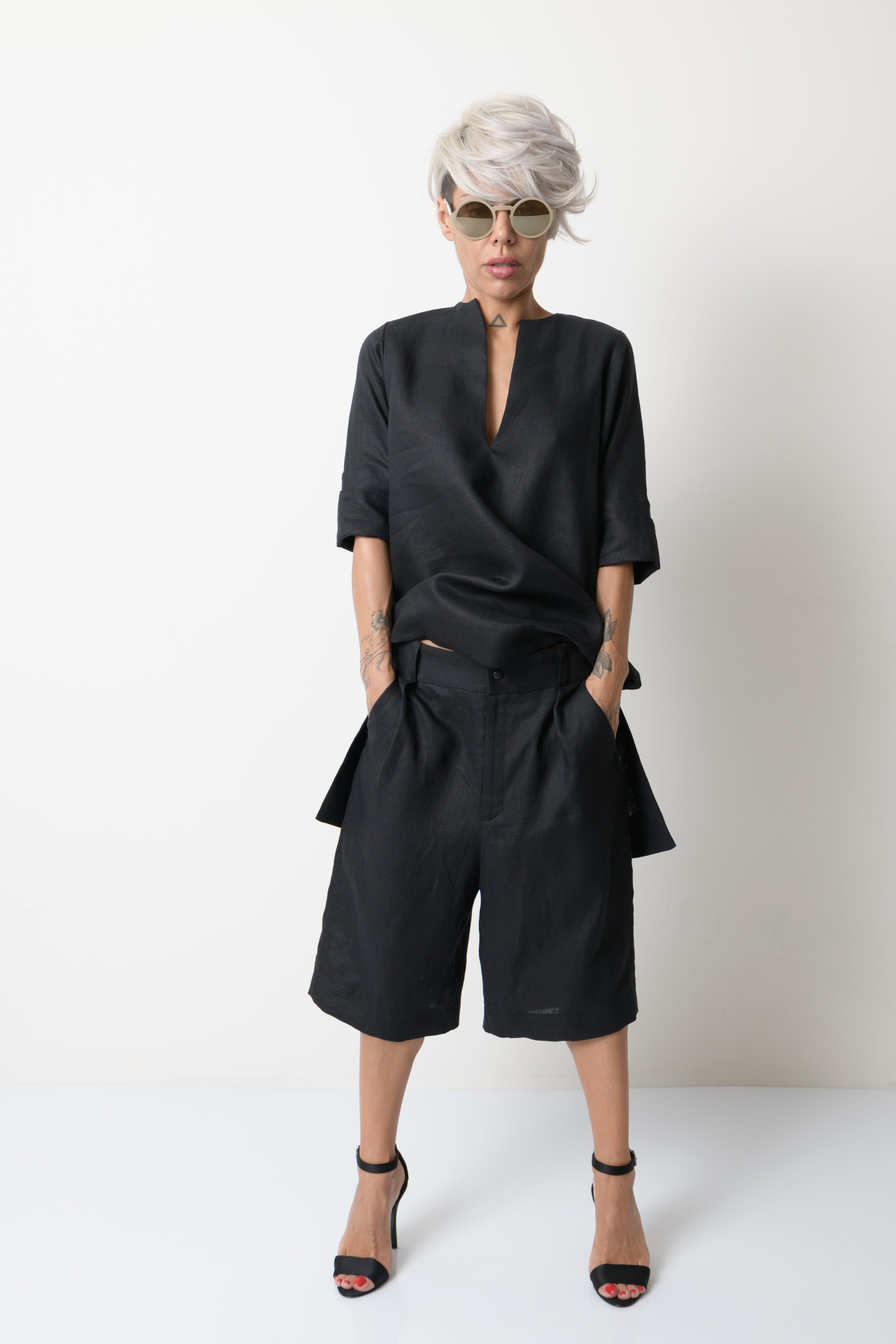 Black Linen Wide Leg Summer Pants - Clothes By Locker Room