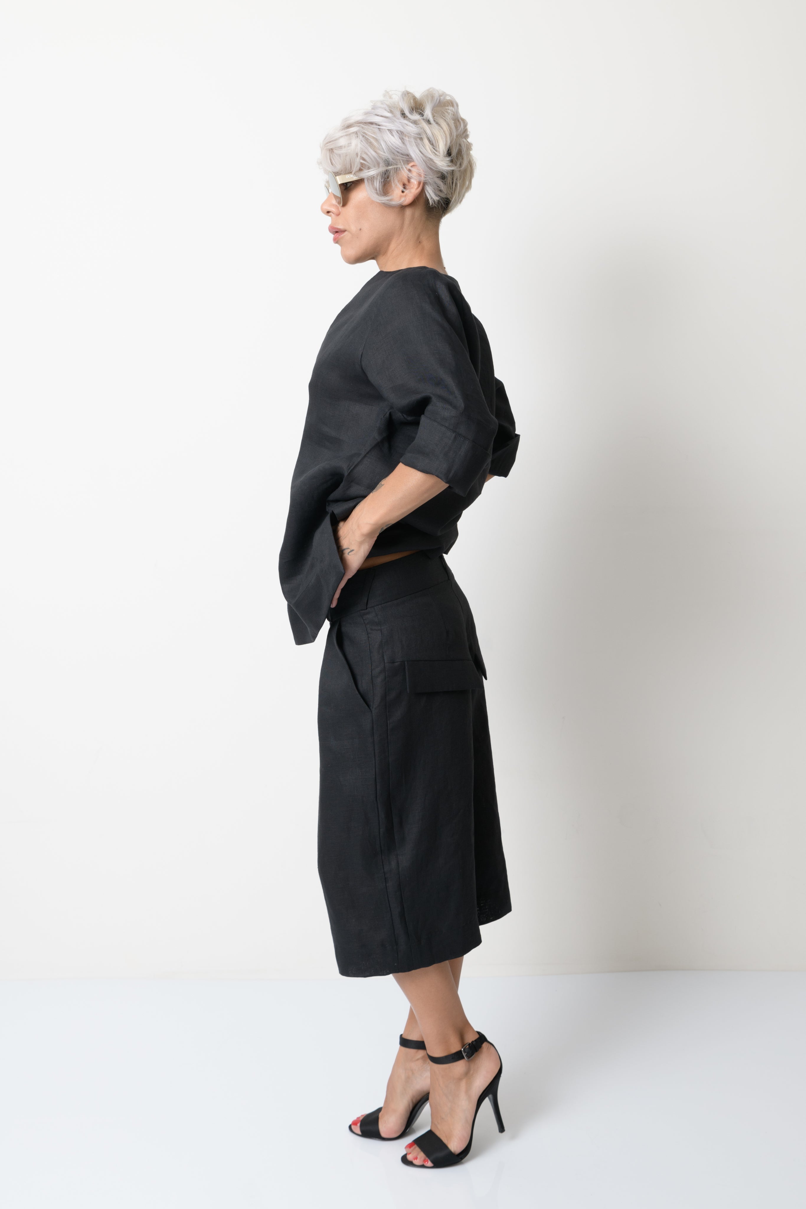 Black Linen Wide Leg Summer Pants - Clothes By Locker Room