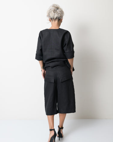 Black Linen Wide Leg Summer Pants - Clothes By Locker Room