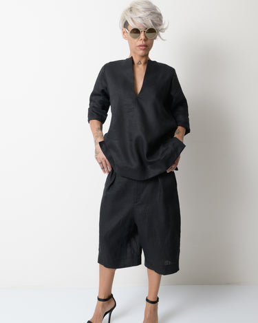 Black Linen Wide Leg Summer Pants - Clothes By Locker Room