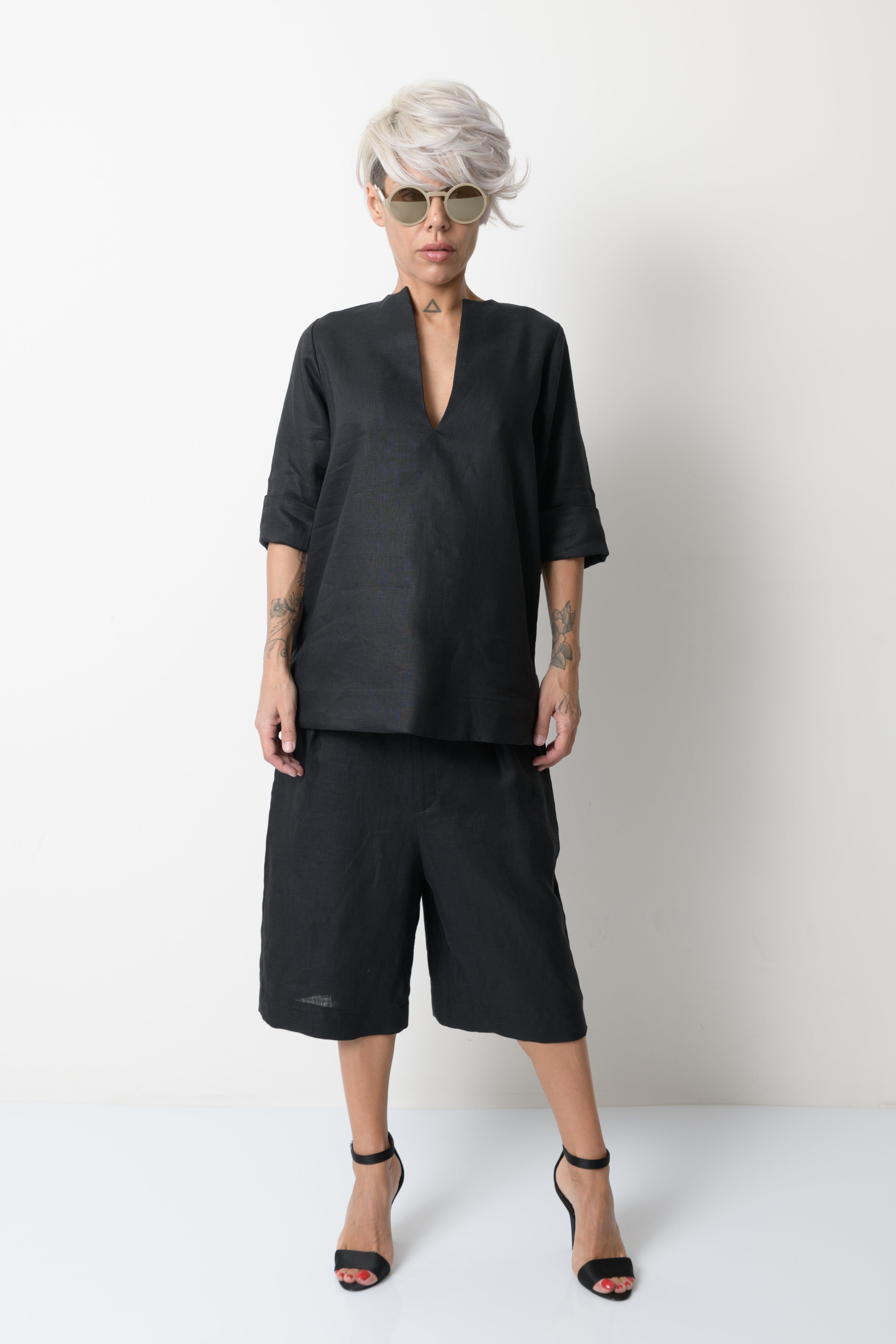 Black Linen Tunic Shirt - Clothes By Locker Room