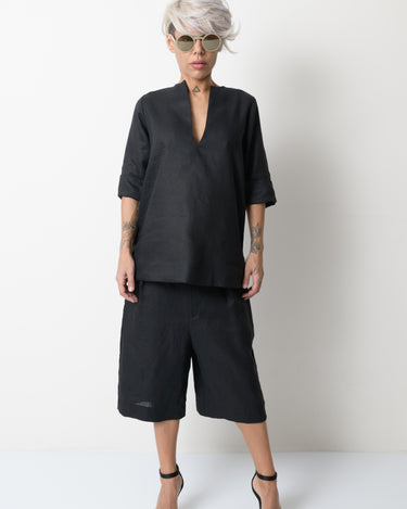 Black Linen Tunic Shirt - Clothes By Locker Room