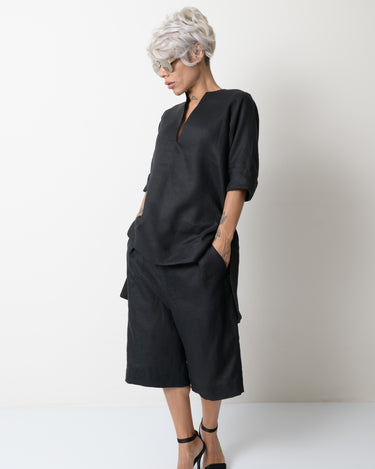 Black Linen Tunic Shirt - Clothes By Locker Room