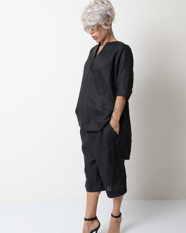 Black Linen Tunic Shirt - Clothes By Locker Room