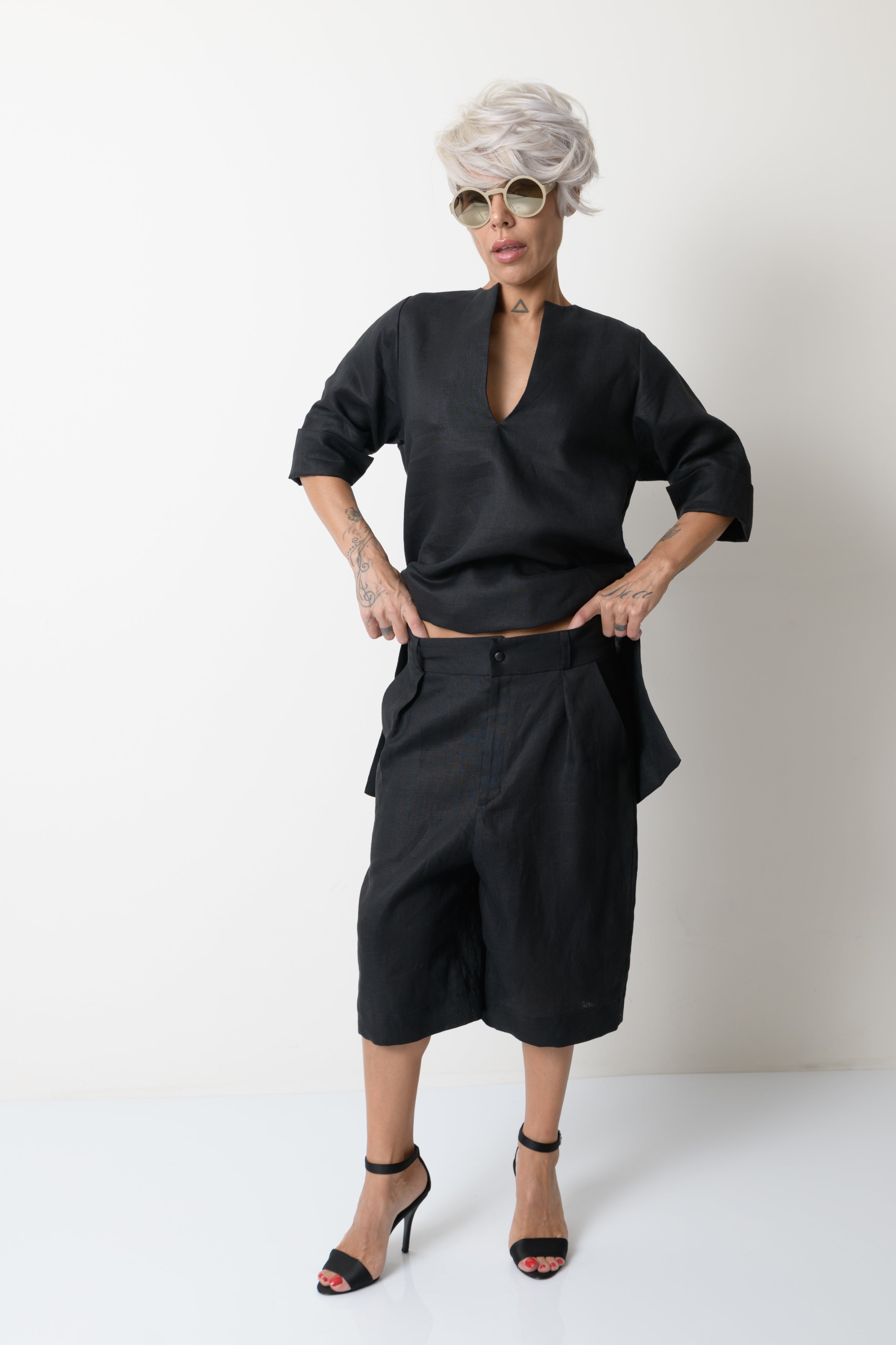 Black Linen Tunic Shirt - Clothes By Locker Room