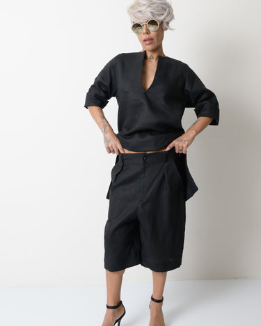 Black Linen Wide Leg Summer Pants - Clothes By Locker Room