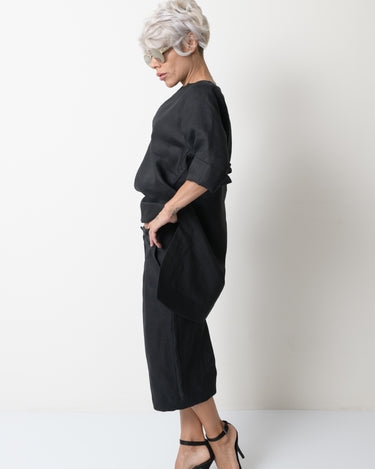 Black Linen Wide Leg Summer Pants - Clothes By Locker Room
