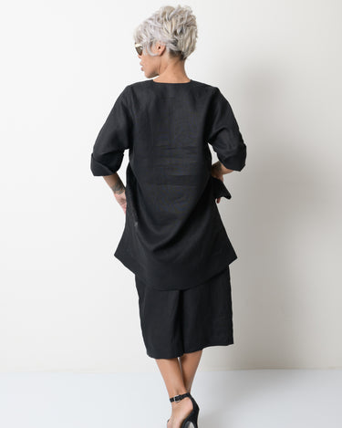 Black Linen Wide Leg Summer Pants - Clothes By Locker Room