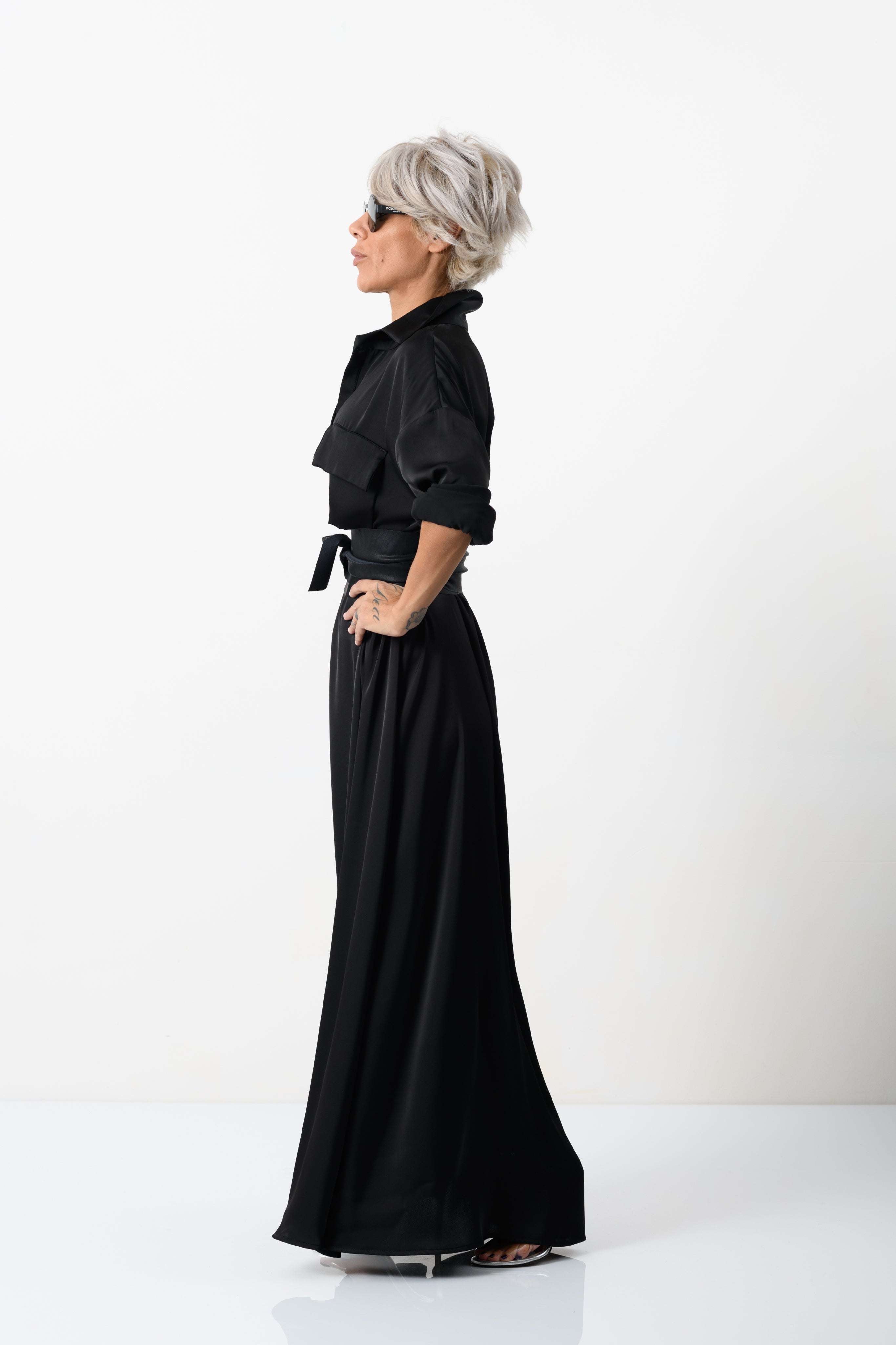 shirt dress elegant Fall Clover Shirt Dress Black | Size S