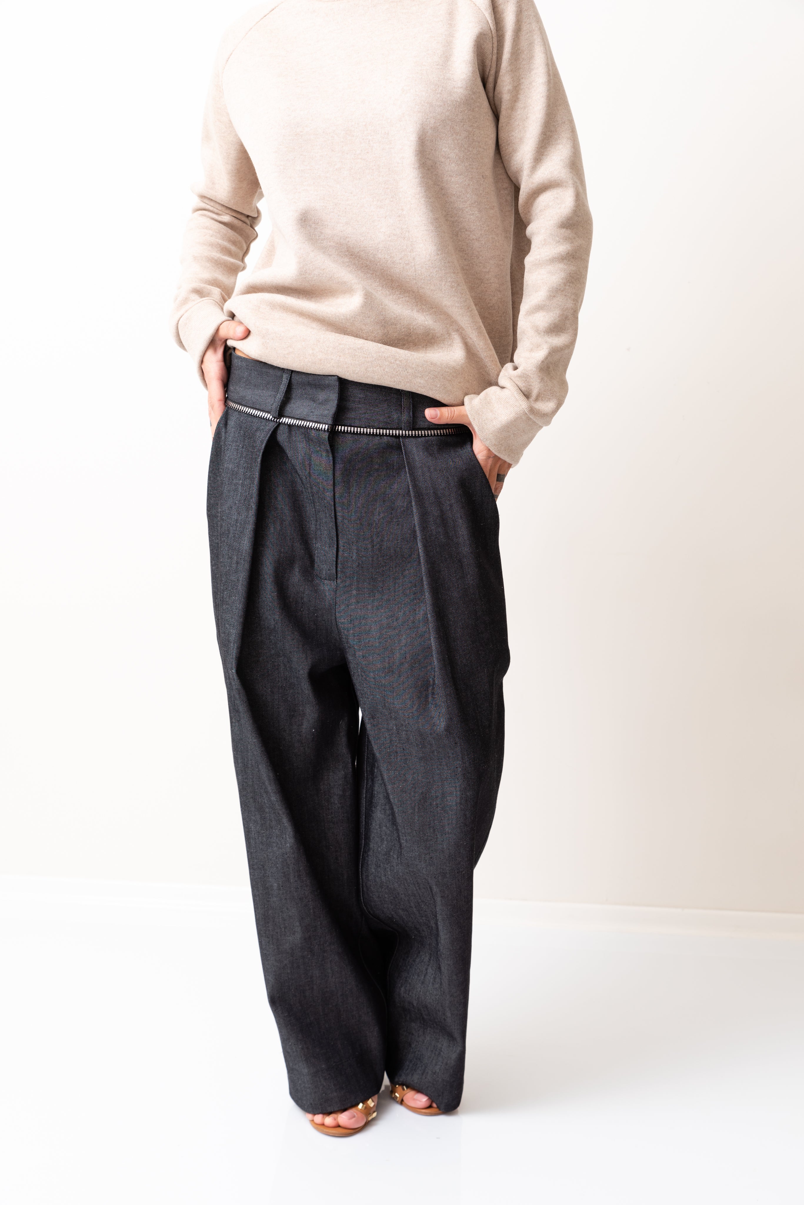 Denim Loose Bottom Casual Drop Crotch Pants - Clothes By Locker Room