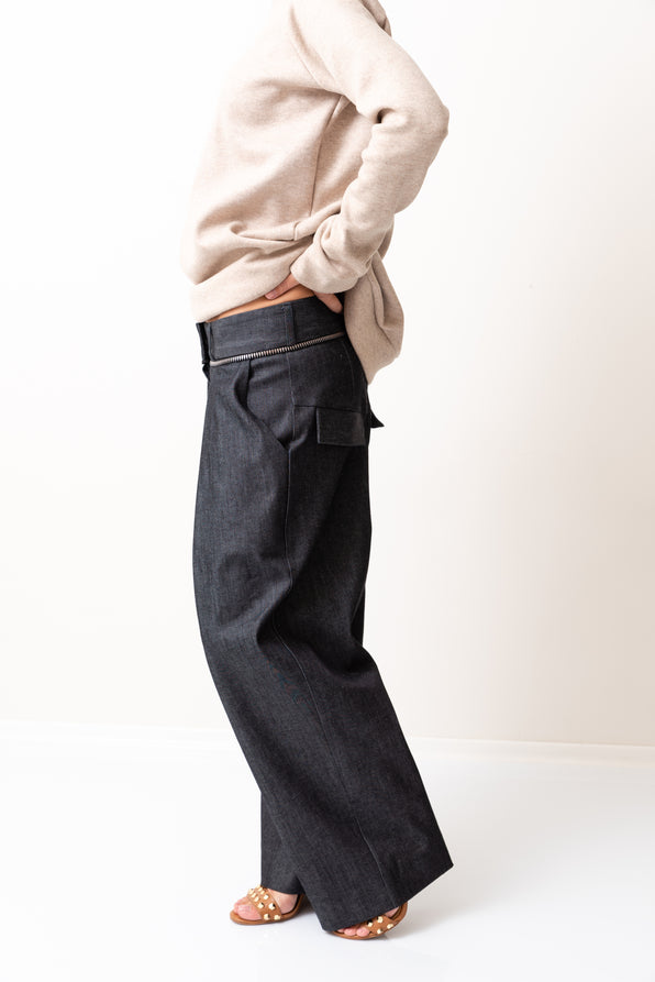 Denim Loose Bottom Casual Drop Crotch Pants - Clothes By Locker Room
