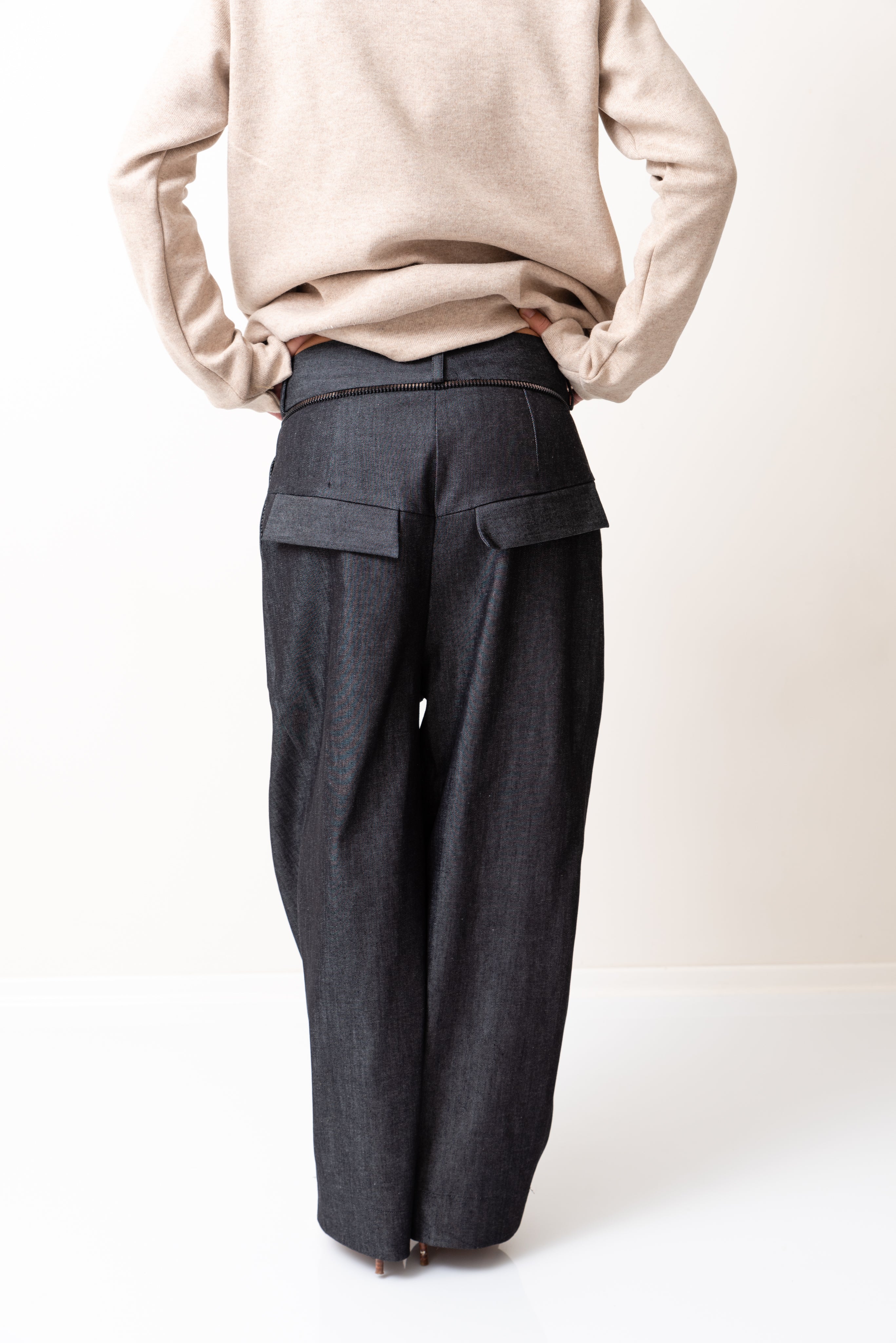 Denim Loose Bottom Casual Drop Crotch Pants - Clothes By Locker Room