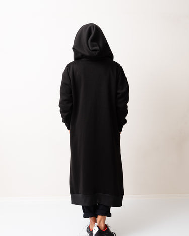 Black Warm Oversized Quilted Hoodie Sweatshirt  with Long Sleeves and Front Zipper - Clothes By Locker Room