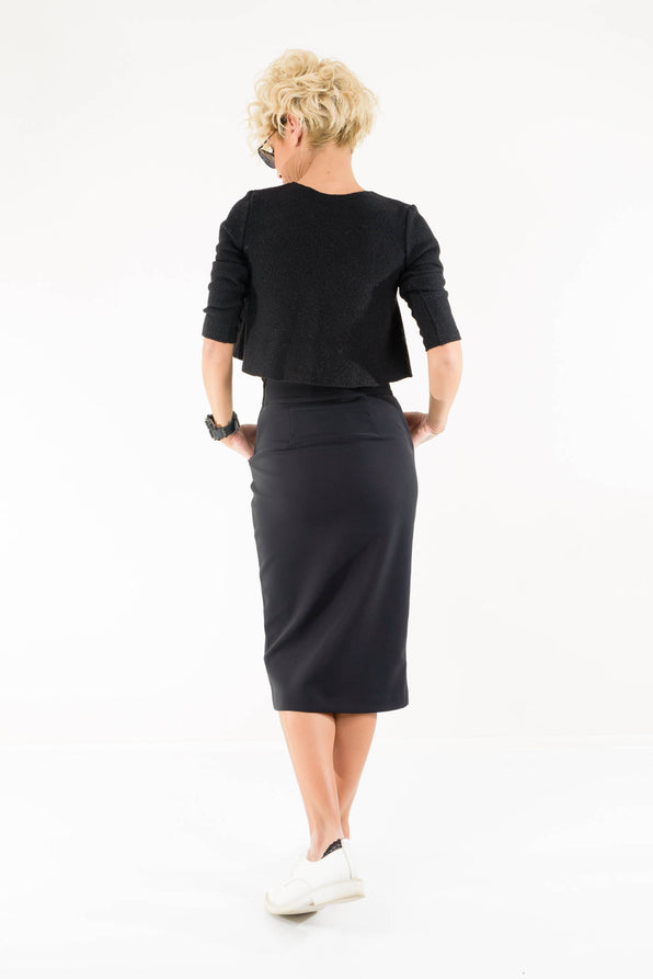 Black High Waist Midi Length Skirt - Clothes By Locker Room