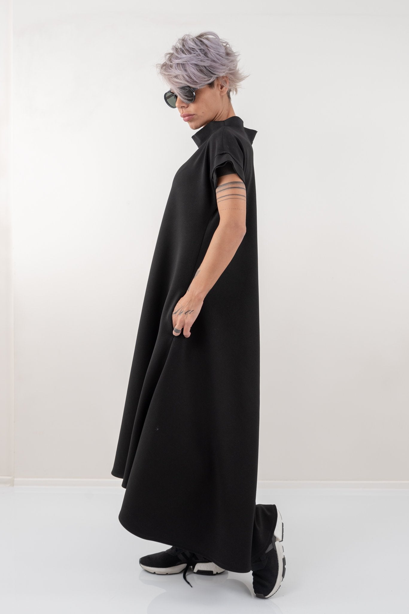 Black Maxi Kaftan Dress With Side Pockets – Clothes By Locker Room