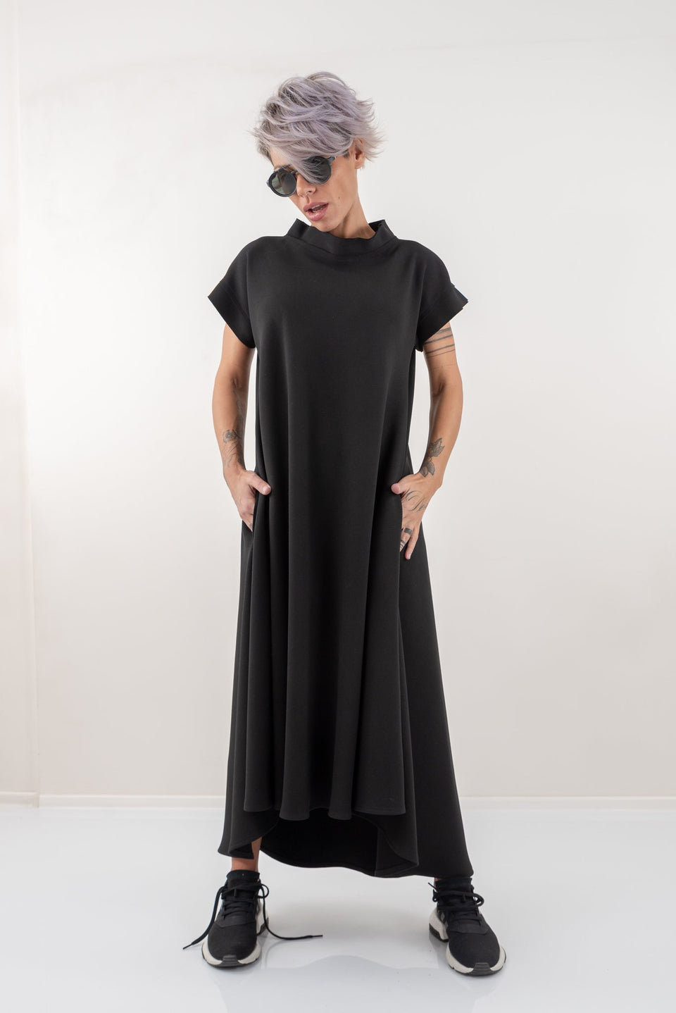 Black Maxi Kaftan Dress With Side Pockets - Clothes By Locker Room