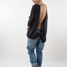 Black Oversize Asymmetric Knitted Open Back Blouse - Clothes By Locker Room