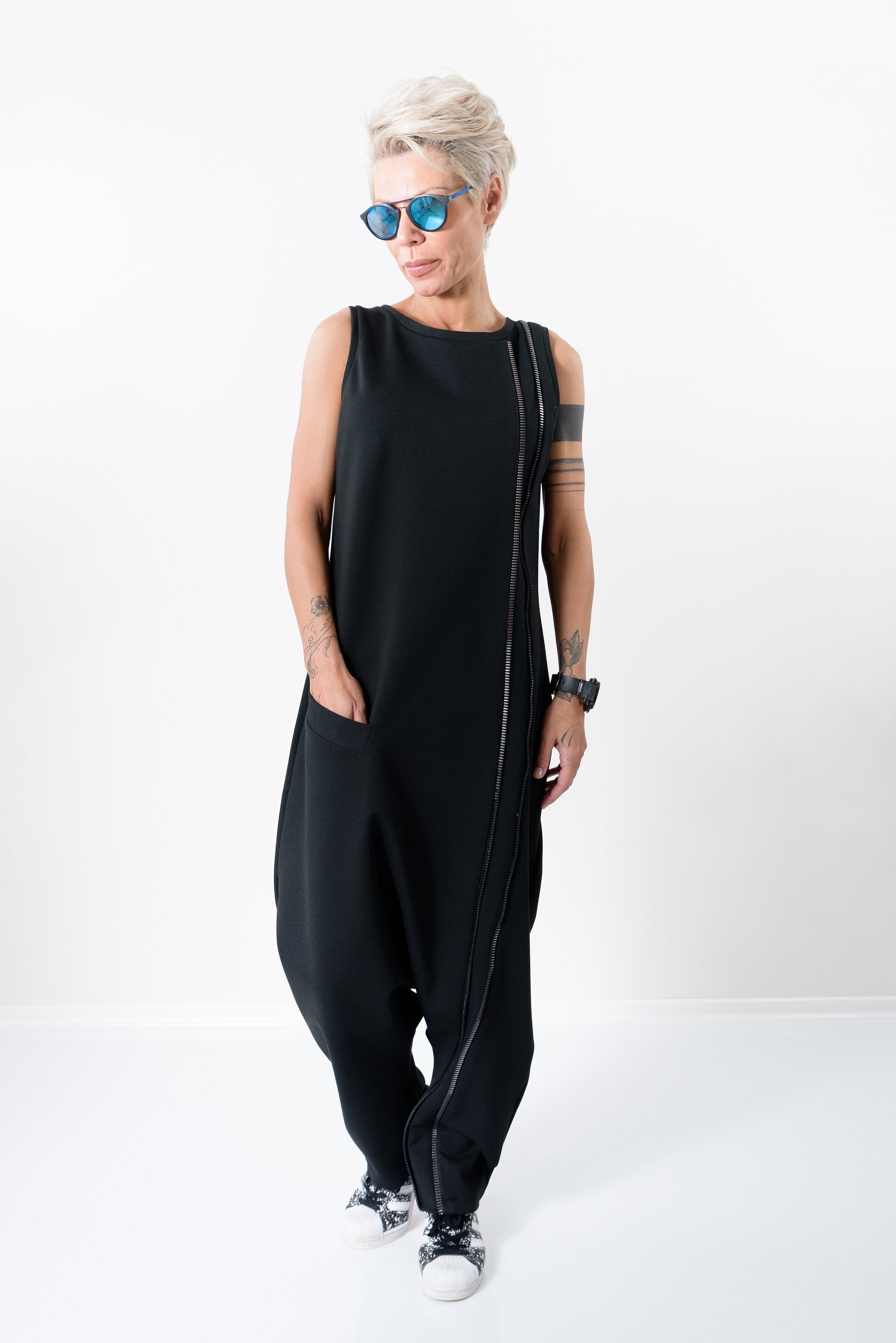 Black Harem Jumpsuit with Front Pocket - Clothes By Locker Room