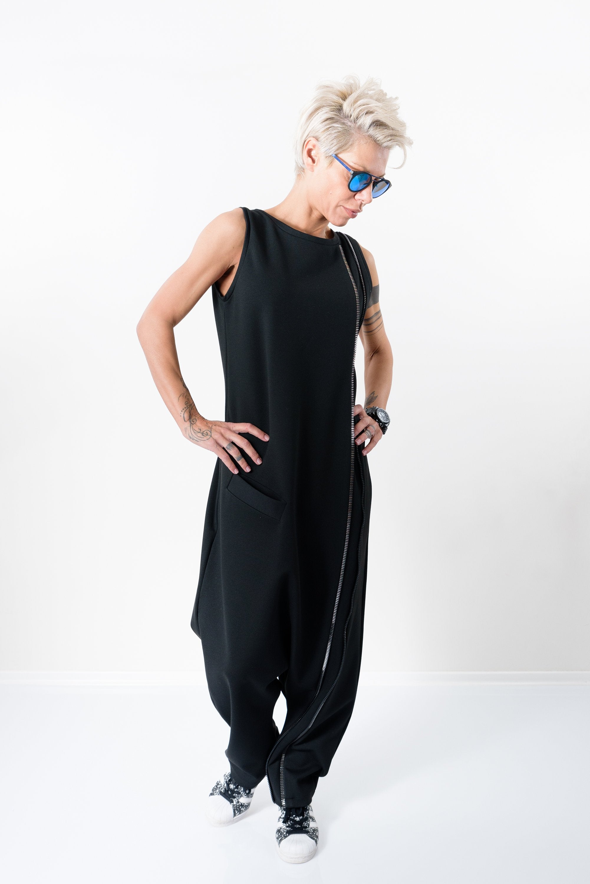 Black Harem Jumpsuit with Front Pocket - Clothes By Locker Room